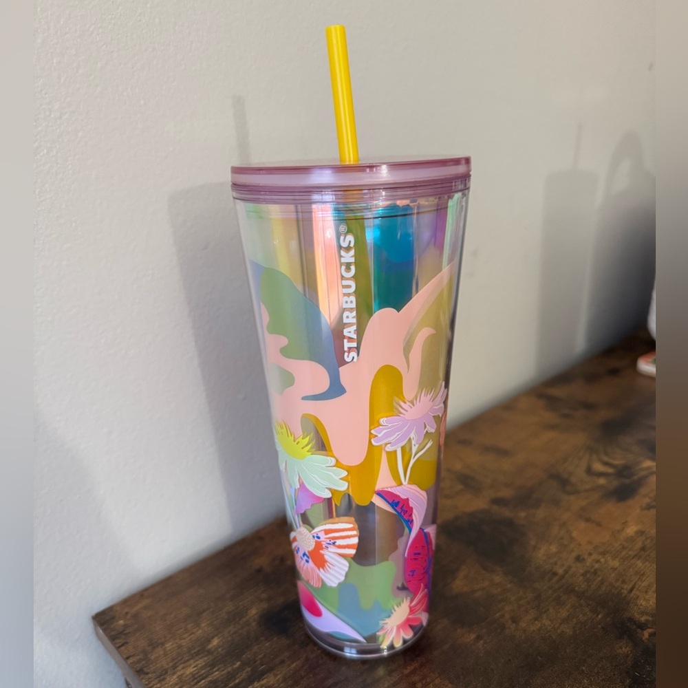 Starbucks Summer 2024 Iridescent Abstract Floral Venti Cold Cup Tumbler (24 oz)